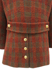 Tweed Check Pattern CC Mark Button Jacket Red/Khaki
