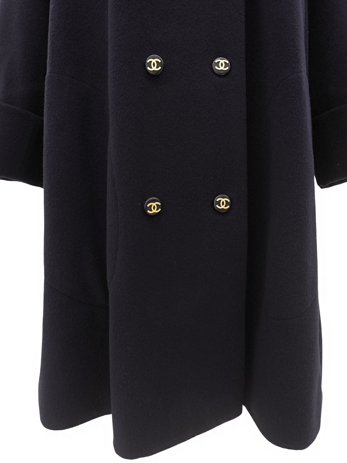 1993 Cashmere CC Mark Button Long Coat #40 Navy