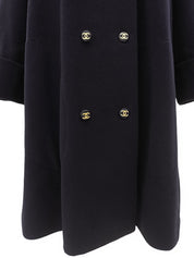 1993 Cashmere CC Mark Button Long Coat #40 Navy