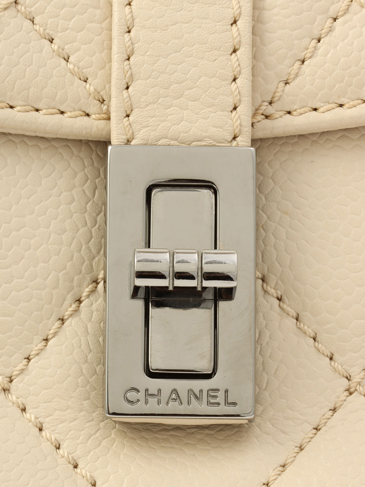Circa 2005 Caviar Skin 2.55 Shoulder Bag, Beige