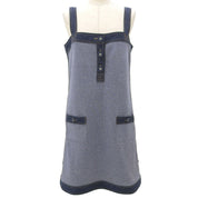 2007 Denim Combo CC Logo Button Dress #40 Indigo