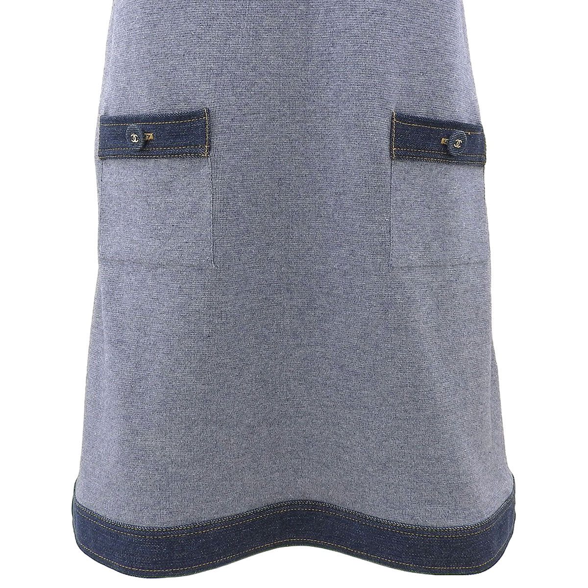 2007 Denim Combo CC Logo Button Dress #40 Indigo
