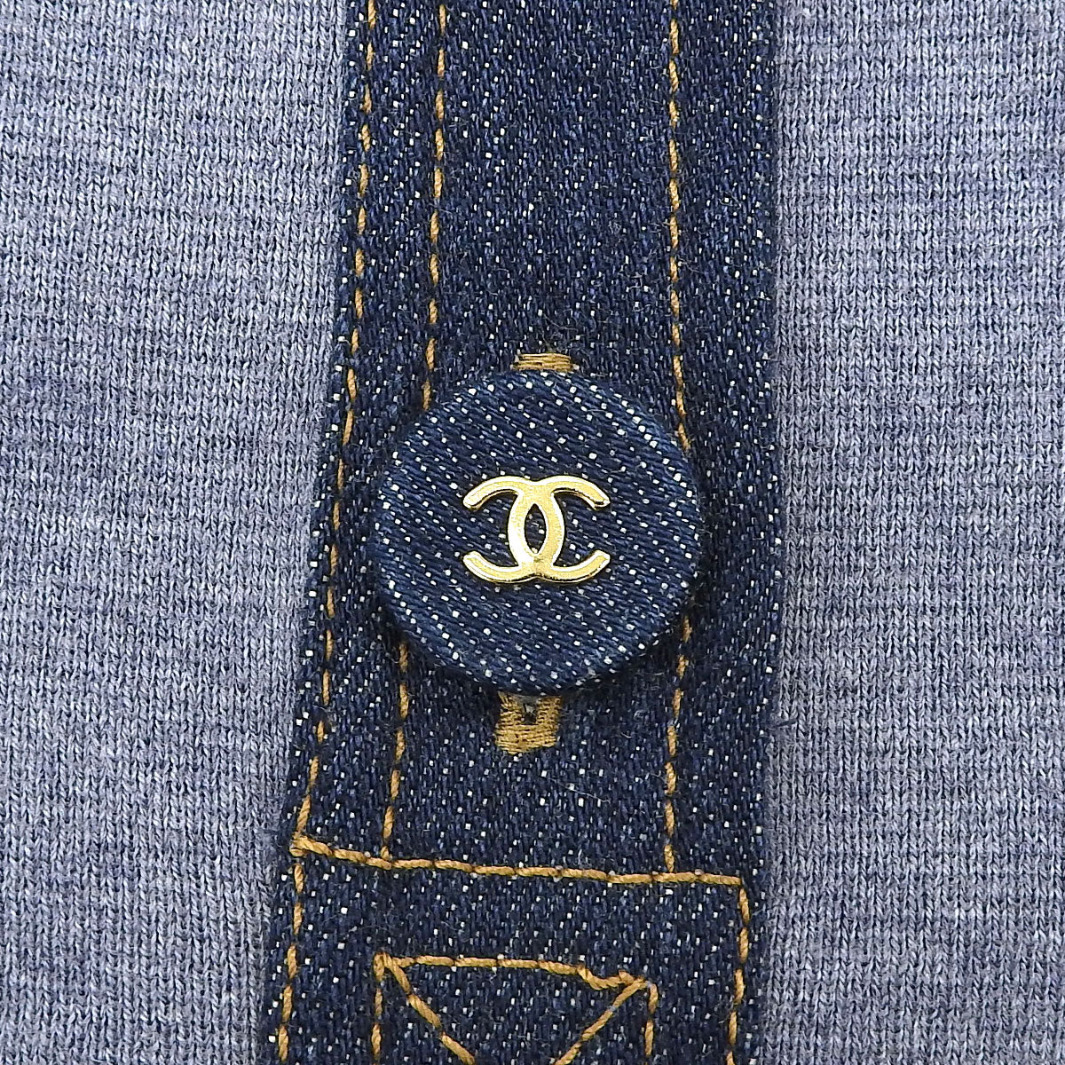 2007 Denim Combo CC Logo Button Dress #40 Indigo