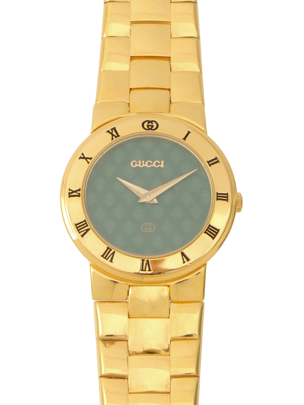 ラウンドロゴフェイスウォッチ ゴールド/グリーン