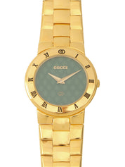 ラウンドロゴフェイスウォッチ ゴールド/グリーン