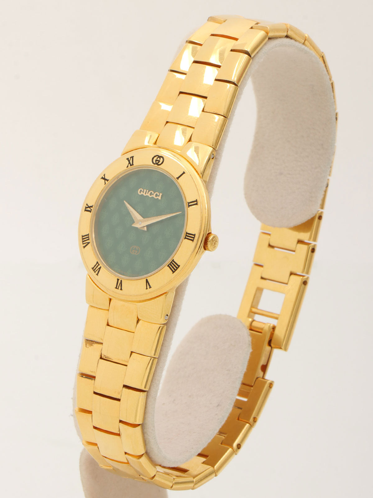 ラウンドロゴフェイスウォッチ ゴールド/グリーン