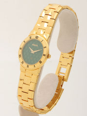ラウンドロゴフェイスウォッチ ゴールド/グリーン
