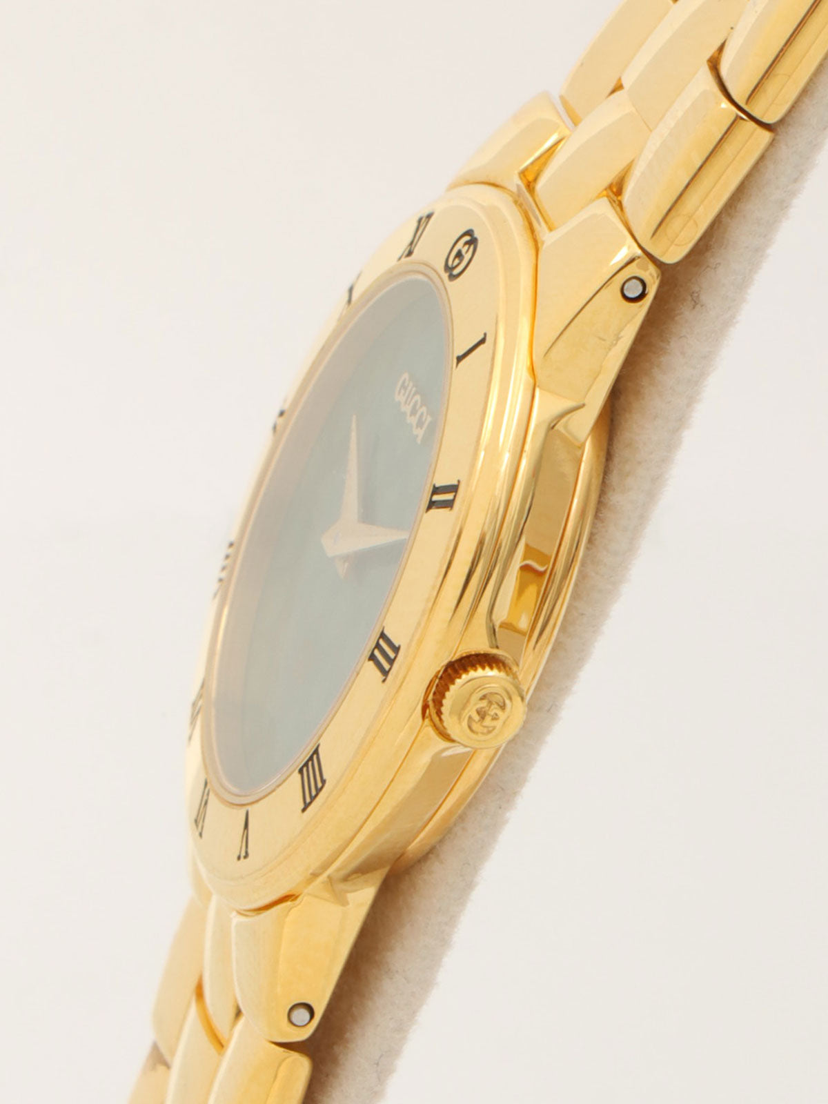 ラウンドロゴフェイスウォッチ ゴールド/グリーン