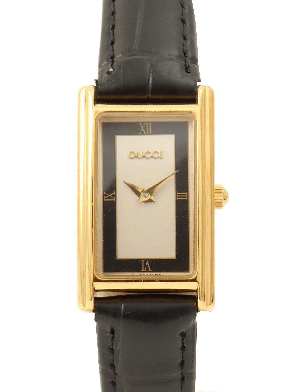 Rectangular Logo Face Watch 18mm 2600L Quartz Ivory/Black