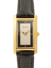 Rectangular Logo Face Watch 18mm 2600L Quartz Ivory/Black