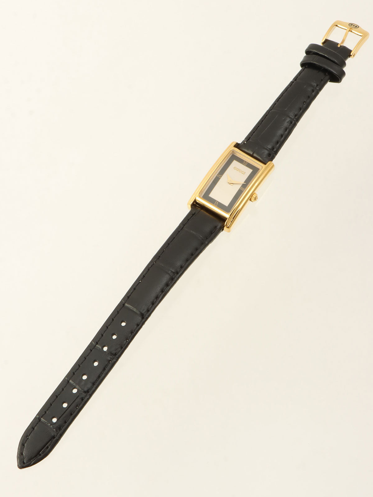 Rectangular Logo Face Watch 18mm 2600L Quartz Ivory/Black