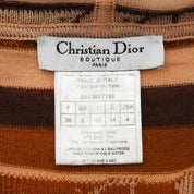 Logo Border Pattern Knitted Hoodie #40 Brown/Beige