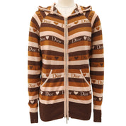 Logo Border Pattern Knitted Hoodie #40 Brown/Beige