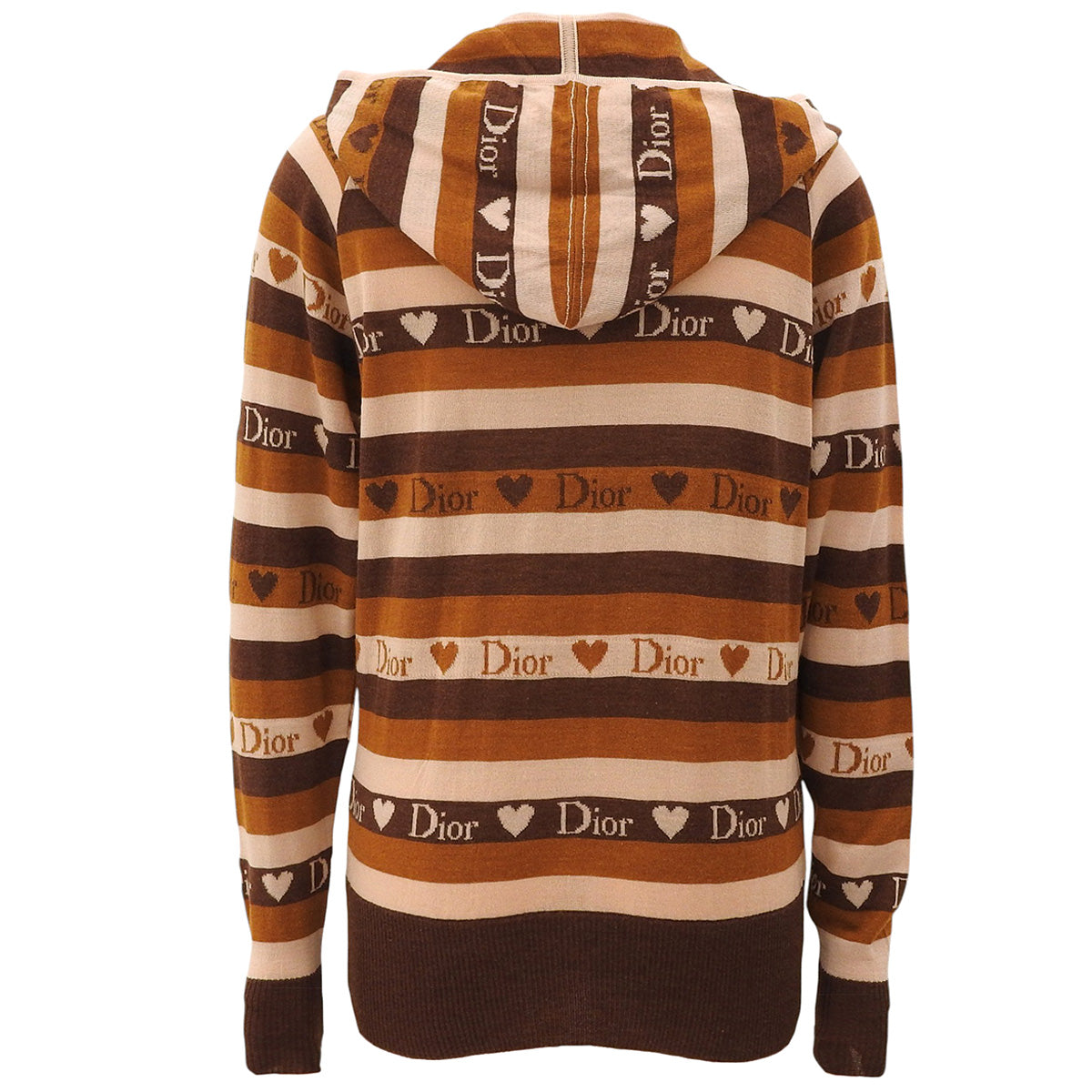 Logo Border Pattern Knitted Hoodie #40 Brown/Beige