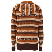 Logo Border Pattern Knitted Hoodie #40 Brown/Beige
