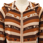 Logo Border Pattern Knitted Hoodie #40 Brown/Beige