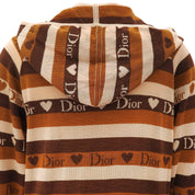 Logo Border Pattern Knitted Hoodie #40 Brown/Beige