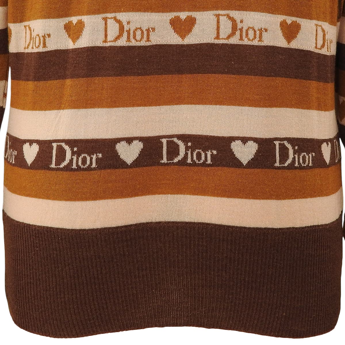Logo Border Pattern Knitted Hoodie #40 Brown/Beige