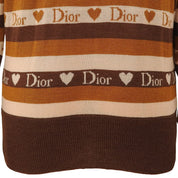 Logo Border Pattern Knitted Hoodie #40 Brown/Beige