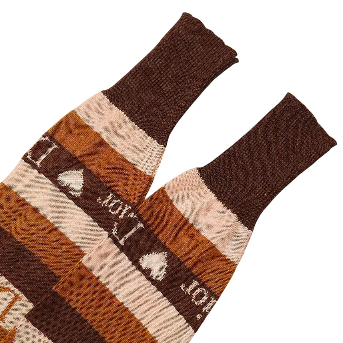 Logo Border Pattern Knitted Hoodie #40 Brown/Beige
