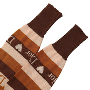 Logo Border Pattern Knitted Hoodie #40 Brown/Beige