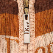 Logo Border Pattern Knitted Hoodie #40 Brown/Beige