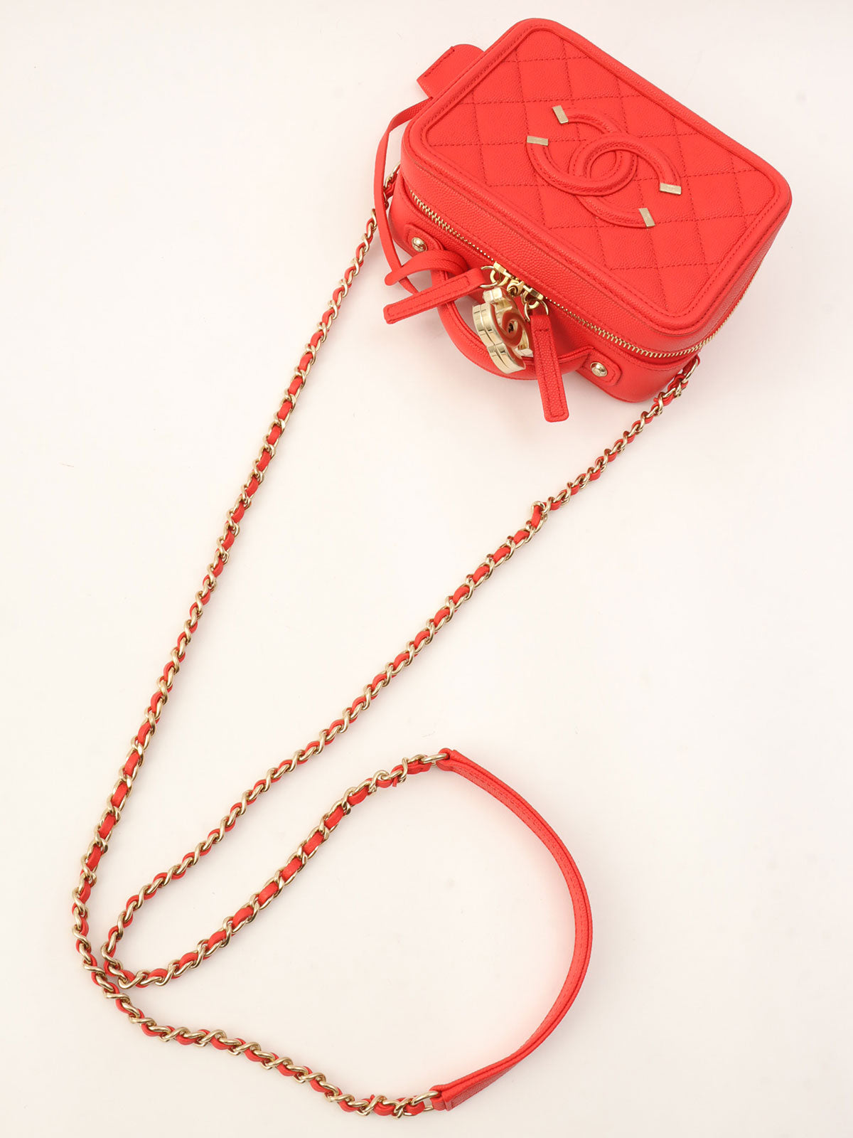 2019年頃製 キャビアスキンCCフィリグリー2Wayバッグ レッド