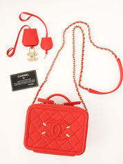 2019年頃製 キャビアスキンCCフィリグリー2Wayバッグ レッド