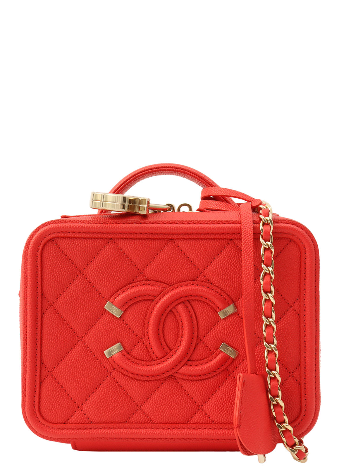 2019年頃製 キャビアスキンCCフィリグリー2Wayバッグ レッド