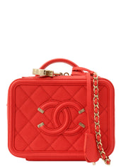 2019年頃製 キャビアスキンCCフィリグリー2Wayバッグ レッド