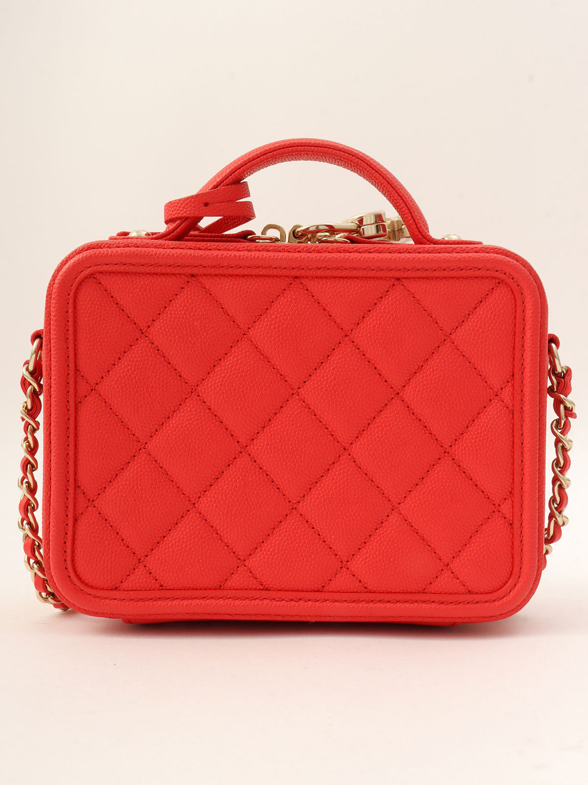 2019年頃製 キャビアスキンCCフィリグリー2Wayバッグ レッド