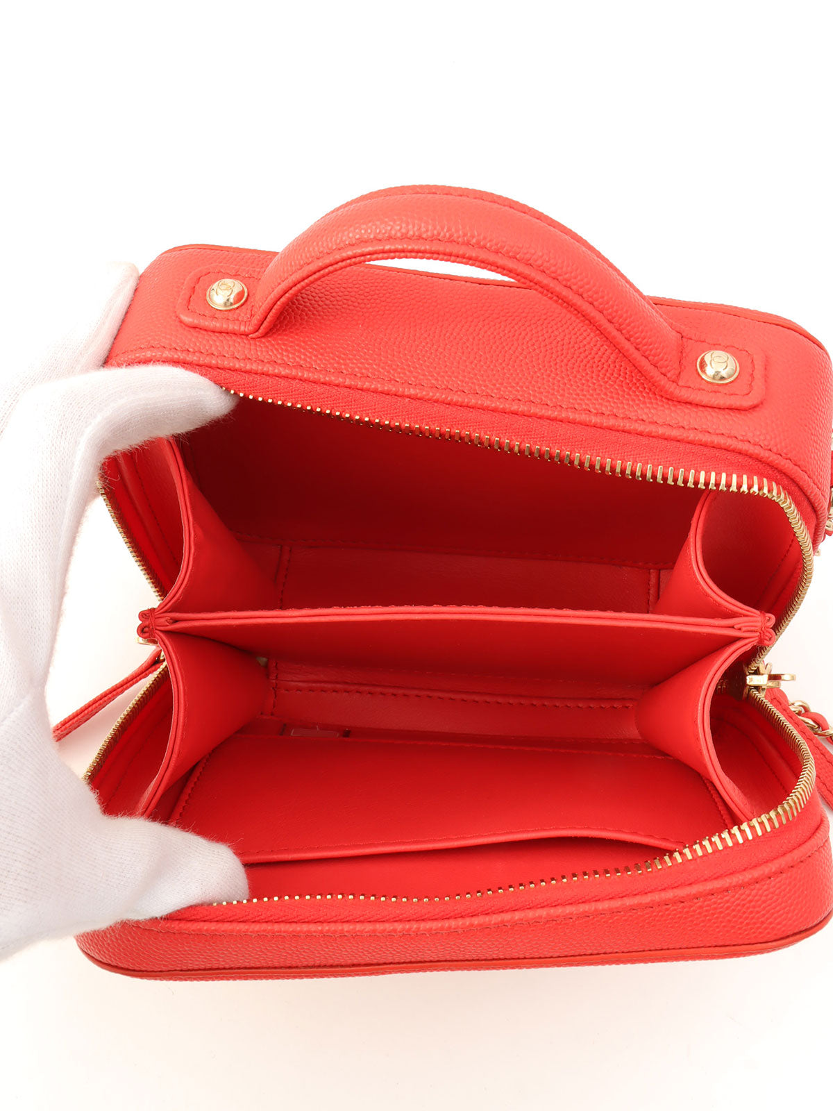 2019年頃製 キャビアスキンCCフィリグリー2Wayバッグ レッド