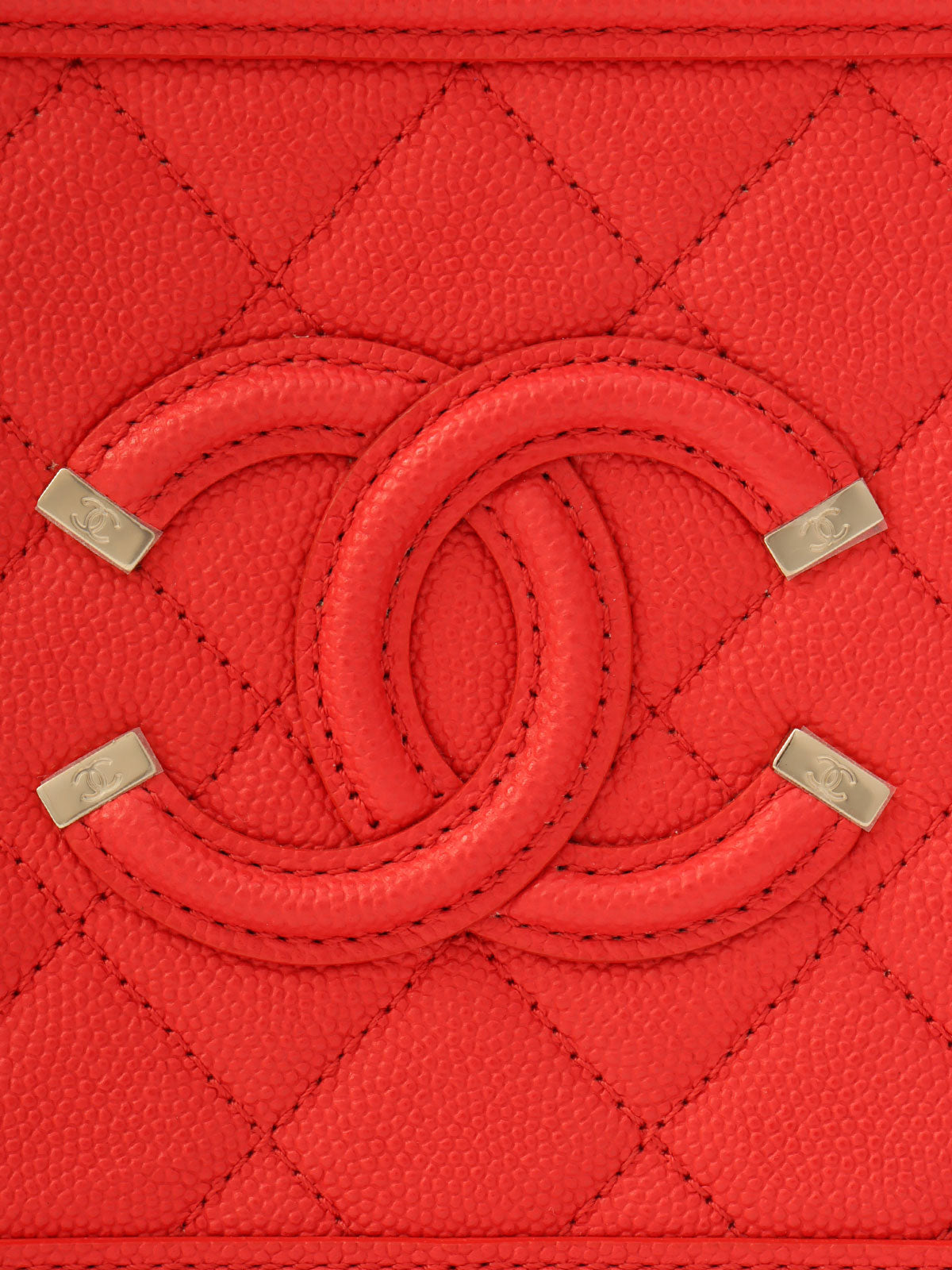 2019年頃製 キャビアスキンCCフィリグリー2Wayバッグ レッド