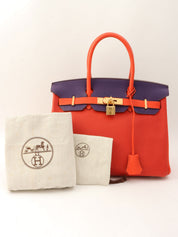 2012 Made Birkin 30 Rouge Vif/Rouge Pivoine/Ultraviolet