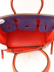 2012 Made Birkin 30 Rouge Vif/Rouge Pivoine/Ultraviolet