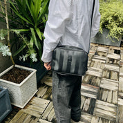Pecan Pattern Logo Embossed Shoulder Bag Black