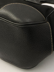 Nylon and Leather Combination Logo Plate Shoulder Bag