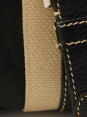 Nylon and Leather Combination Logo Plate Shoulder Bag