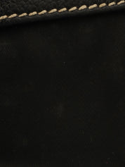 Nylon and Leather Combination Logo Plate Shoulder Bag