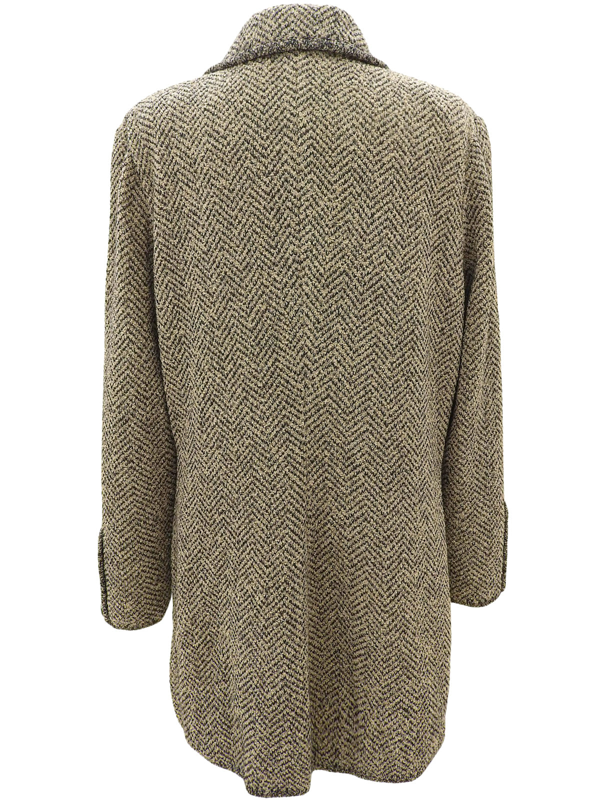 Wool Herringbone Pattern Logo Button Jacket #42 Beige/Black