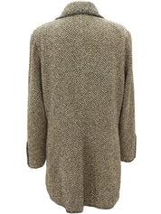 Wool Herringbone Pattern Logo Button Jacket #42 Beige/Black