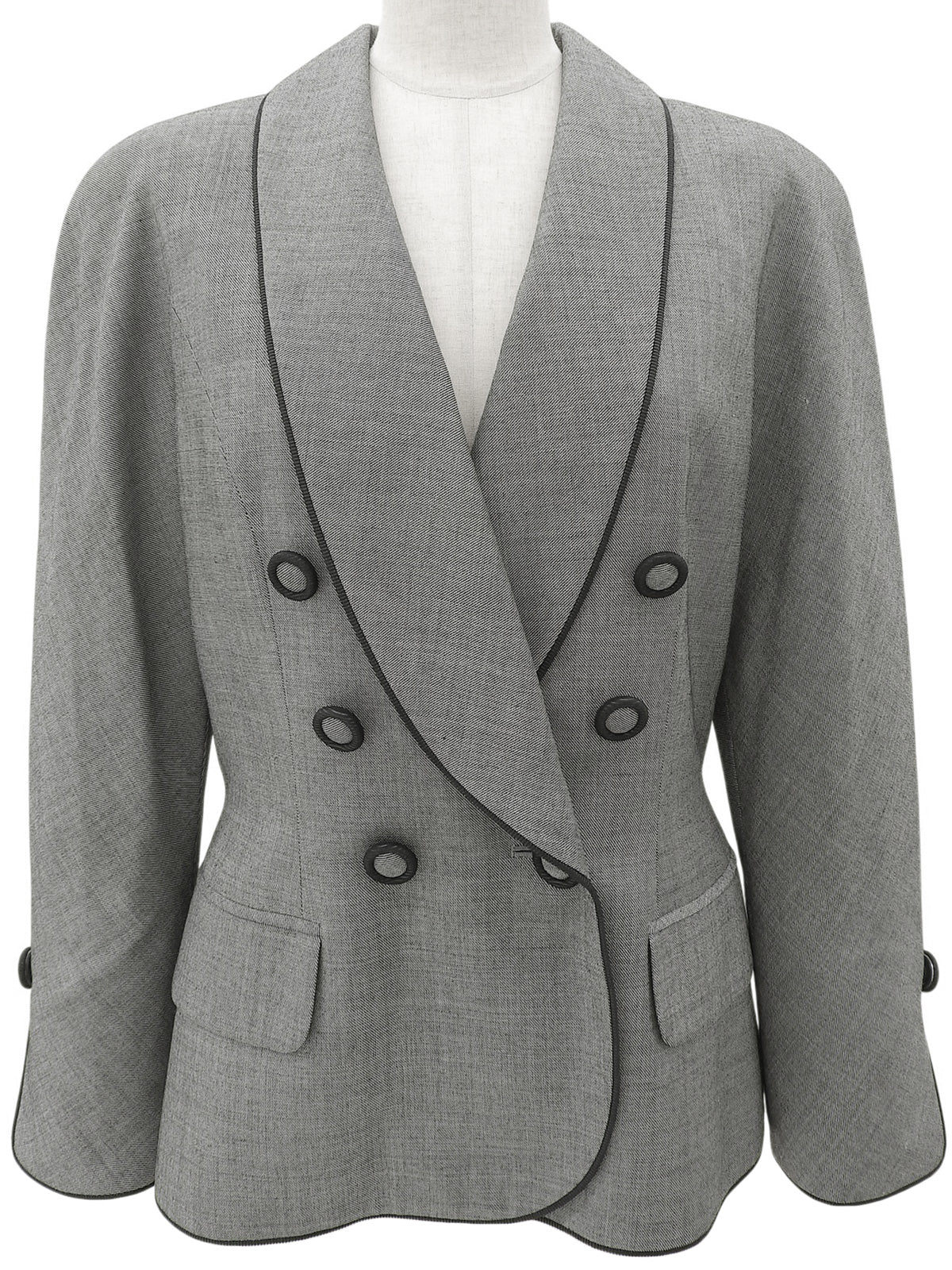 Piped Double-Breasted Jacket #11 Gray