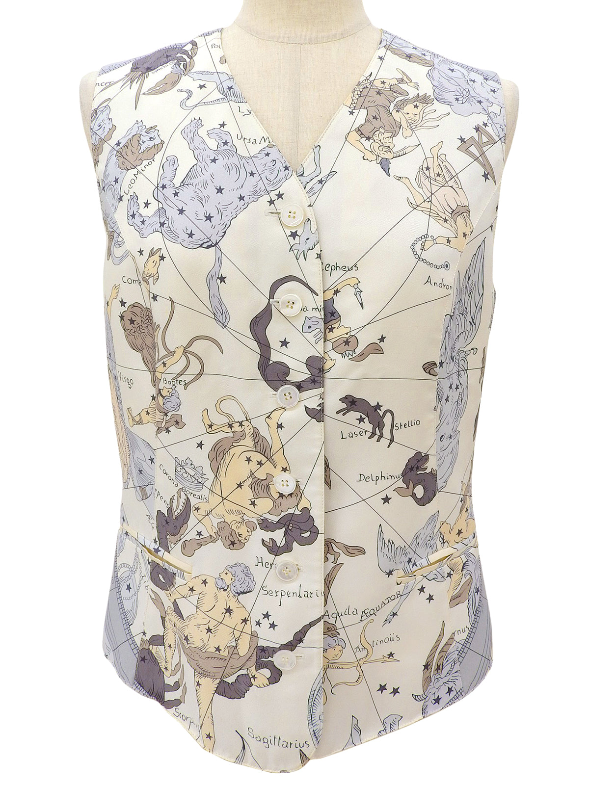 Silk Multi-motif Vest #40 Light Beige/Multi-color