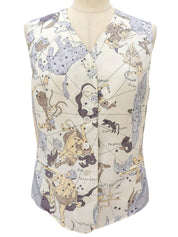 Silk Multi-motif Vest #40 Light Beige/Multi-color