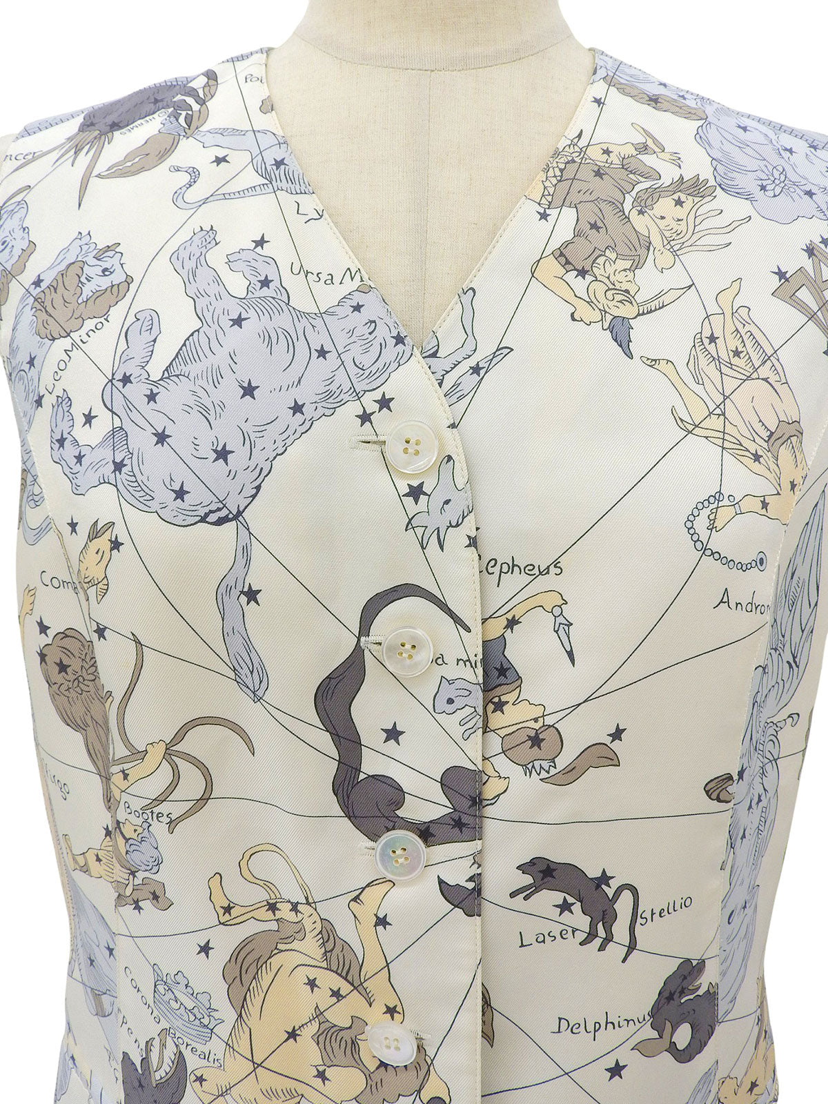 Silk Multi-motif Vest #40 Light Beige/Multi-color