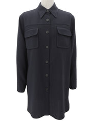 Wool logo button long-sleeve shirt #38 Navy