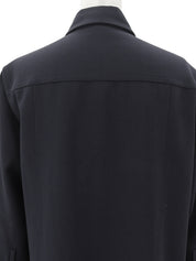 Wool logo button long-sleeve shirt #38 Navy