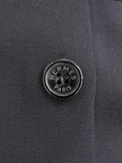 Wool logo button long-sleeve shirt #38 Navy