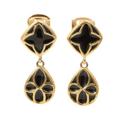 Drop Swing Earrings, Black/Gold