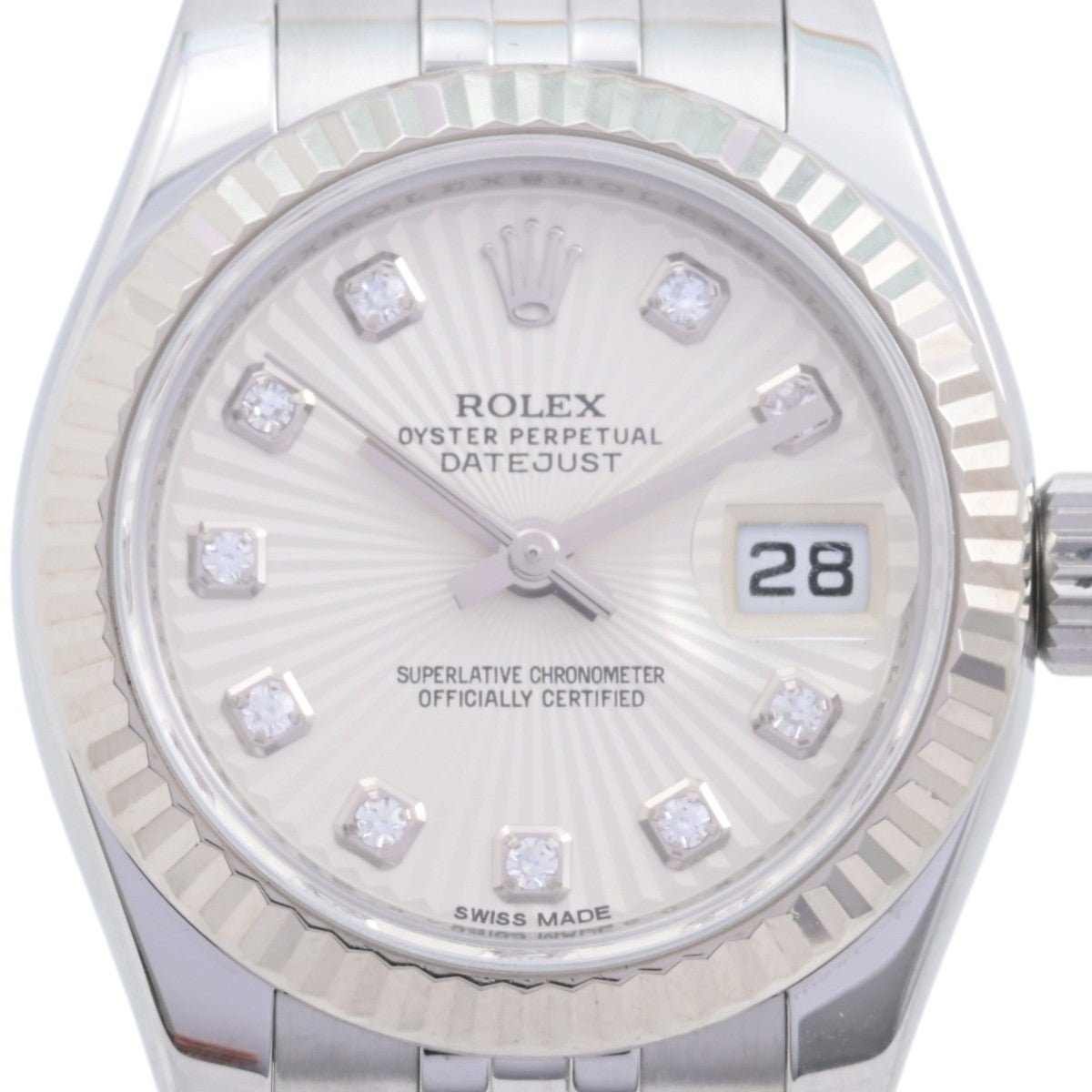 Datejust 26mm 179174G, 10P Diamond, Automatic, White Sunbeam